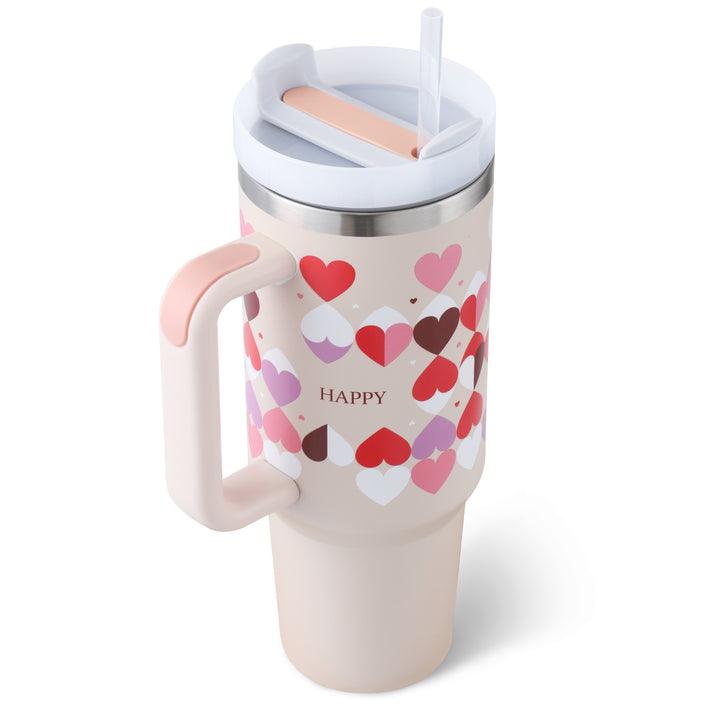 Valentine's Day Gift - Thermal Mug 40oz w/ Straw - Insulation Cup With Handle - Stainless Steel - BPA Free - Thermal Mug